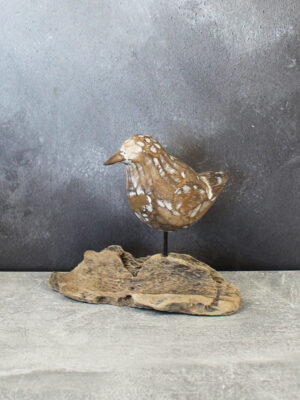 RT6109N SINGLE WOODEN BIRD ON NATURAL ROOT BASE