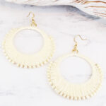 SJ1301CR RAFFIA & BEAD HOOP EARRINGS