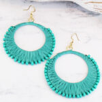 SJ1301TL RAFFIA & BEAD HOOP EARRINGS
