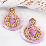 SJ1306LC BEADED DISC STATEMENT EARRINGS