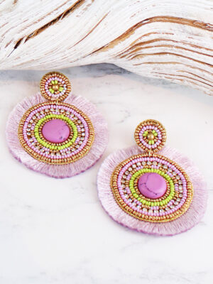 SJ1306LC BEADED DISC STATEMENT EARRINGS