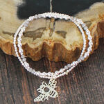 SP008B DOUBLE STRAND BRACELET WITH BEE CHARM [SILVER-PLATE]
