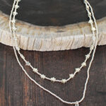 SP031S SHORT DOUBLE STRAND STAR CHARM NECKLACE [SILVER PLATE]