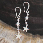 SP035S DOUBLE STAR DROP CHARM EARRING [SILVER PLATE]