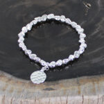 SP101C ELASTICATED NUGGET BRACELET WITH DISC CHARM [SILVER-PLATE]