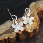SP102B PACK/2 BUTTERFLY CHARM EARRINGS [SILVER PLATE]