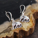 SP102E PACK/2 ELEPHANT CHARM EARRINGS [SILVER-PLATE]