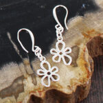 SP102F PACK/2 FLOWER CHARM EARRINGS [SILVER-PLATE]