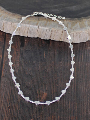 SP402H SIMPLE SINGLE STRAND HEART NECKLACE [SILVER-PLATE]