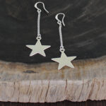 SP405S DROP CHAIN STAR EARRING [SILVER-PLATE]