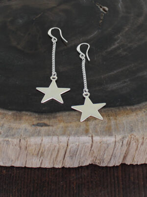 SP405S DROP CHAIN STAR EARRING [SILVER-PLATE]
