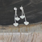 SP406H DOUBLE DROP CHARM STUD EARRINGS [SILVER-PLATE]