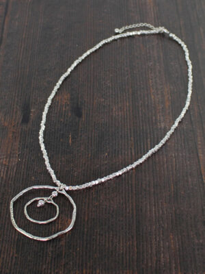SP407 DOUBLE RING NECKLACE [SILVER-PLATE]