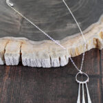 SP452 BEATEN TEARDROP & RING NECKLACE [SILVER PLATE]