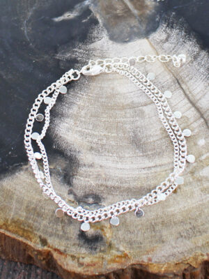SP473 DOUBLE STRAND CHAIN & DISC BRACELET [SILVER-PLATE]