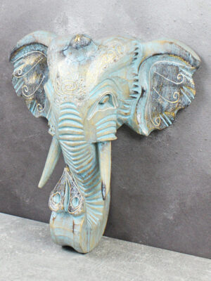 TD1301B CARVED WOODEN ELEPHANT HEAD (25CM HIGH)