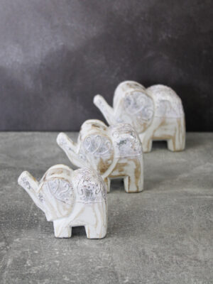 TD6205W SET/3 MINI WOODEN ELEPHANTS
