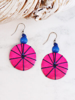 UJ1505PK WOODEN DISC EARRINGS