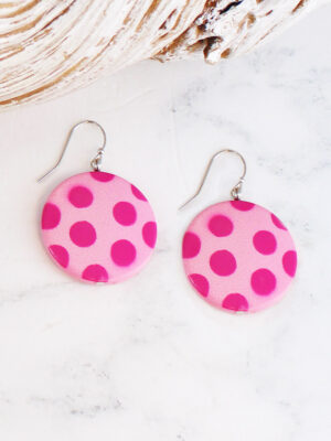 UJ1511PK SPOTTED RESIN DISC EARRINGS