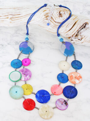 UJ1513 SHELL & COCONUT DISC NECKLACE