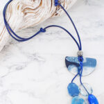 UJ1517 MARBLED RESIN PENDANT NECKLACE