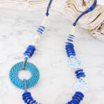 UJ1519 BLUE TONAL ASYMMETRIC NECKLACE
