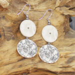 UJ1525 WOOD & RESIN DOUBLE DISC EARRINGS