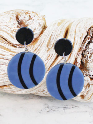 UJ6407 STRIPED RESIN DISC EARRINGS
