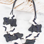 UJ6409 MONOCHROME LEATHER STATEMENT NECKLACE