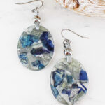 UJ6425 OVAL SHIMMERING RESIN EARRINGS