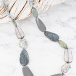 UJ6428 LONG GREY RESIN PEBBLE NECKLACE