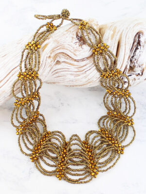 ZN6401BR BEADED LACE NECKLACE