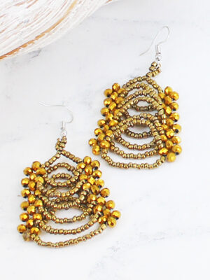 ZN6403BR BEADED LACE EARRINGS